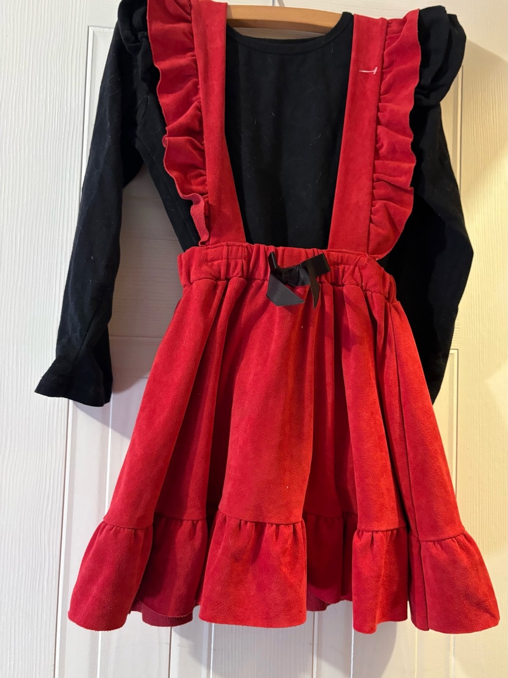 Red Ruffle Pinafore Skirt Dress